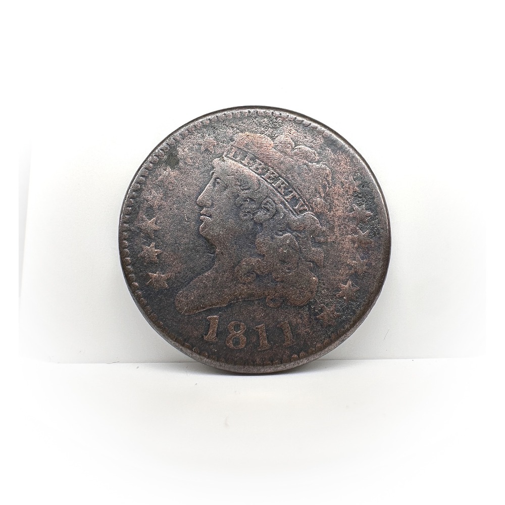 US Mint 1811 Classic Head Half Cent Coin Brown Fair Liberty Bust Rare Antique